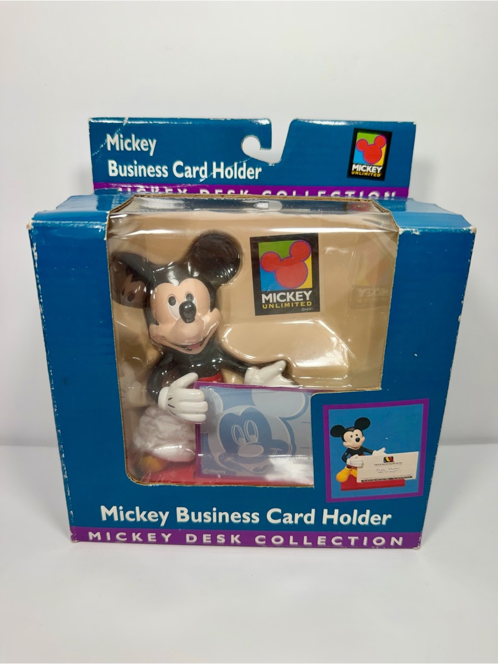 Vintage Monogram Intl Mickey Unlimited Desk Collection Business Card Holder NEW